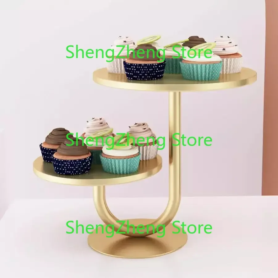 2 In 1 Round Gold Cake Stand Cupcake Display Holder Wedding Party Baby Shower