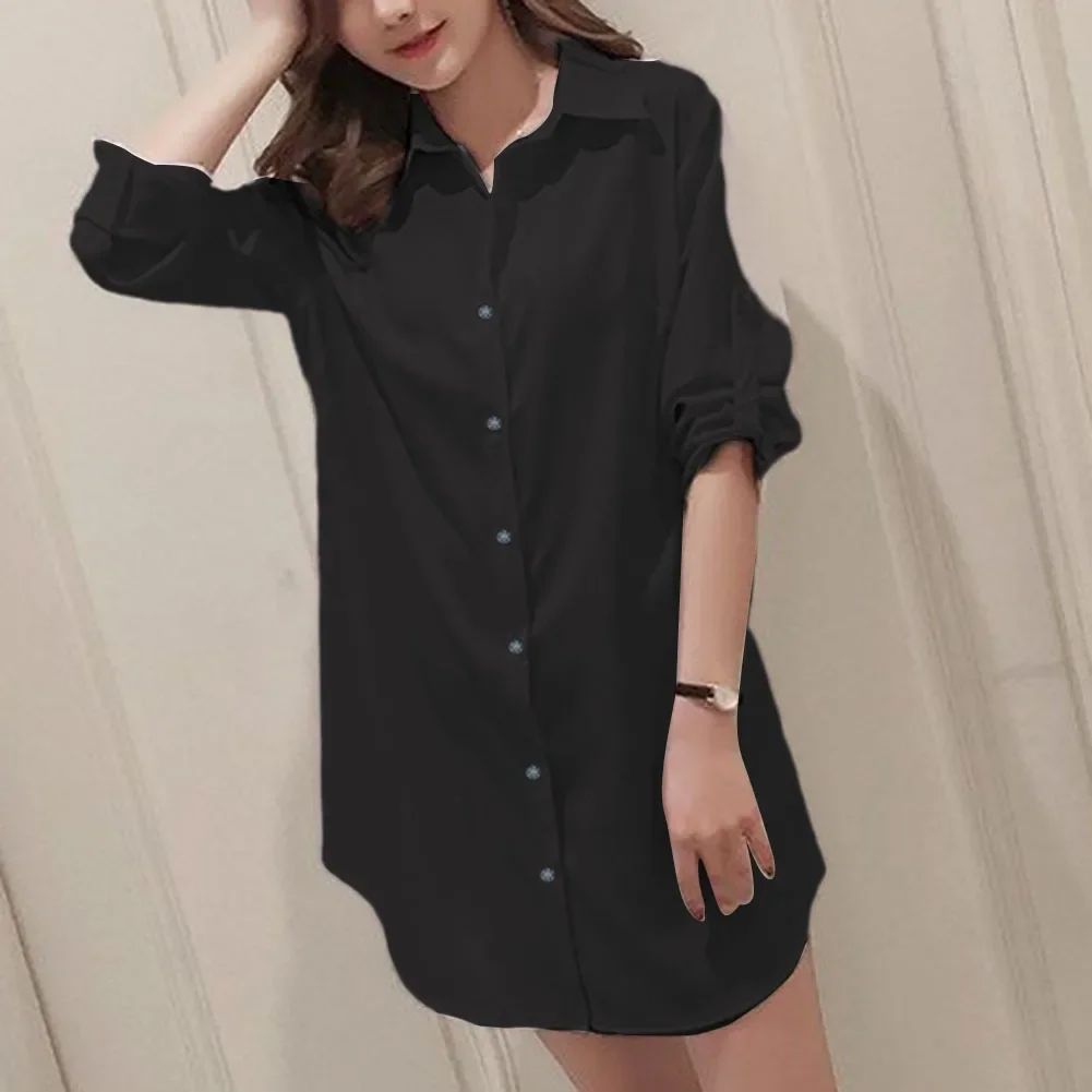 Comfy Fashion Shirts Shirts White Black Women Girl Fashion Blouse Boyfriend Style Tops Brand New Loose Long Shirt