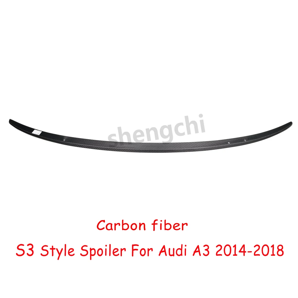 A3 S3 Style Carbon Fiber Rear Trunk Spoiler Wings For Audi A3 RS3 8V Sedan 2014-2018