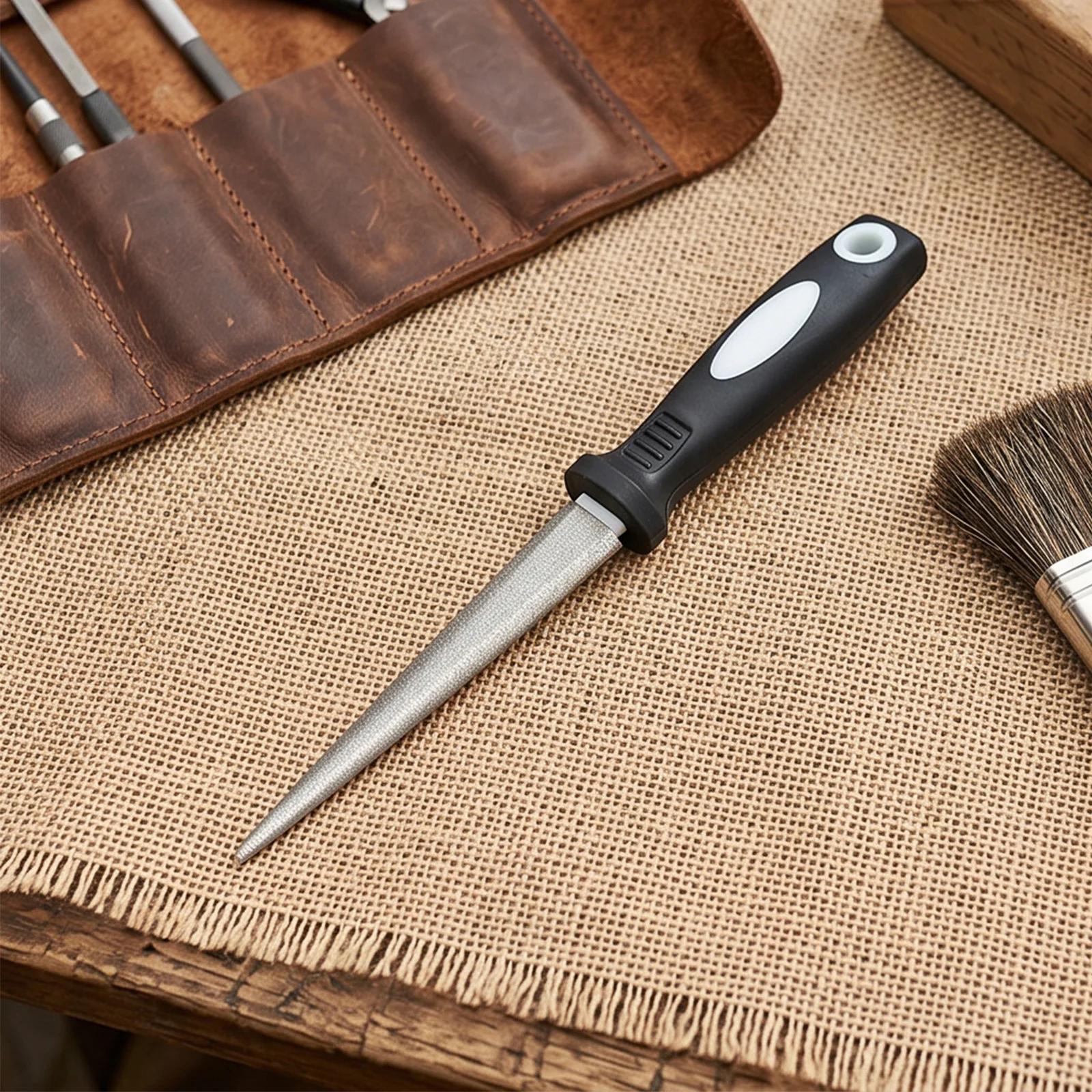 Diamond File Sharpener with Ergonomic Handle Knife Sharpening Rod Honing Steel for Knives for Scissors Knives and Garden Tools