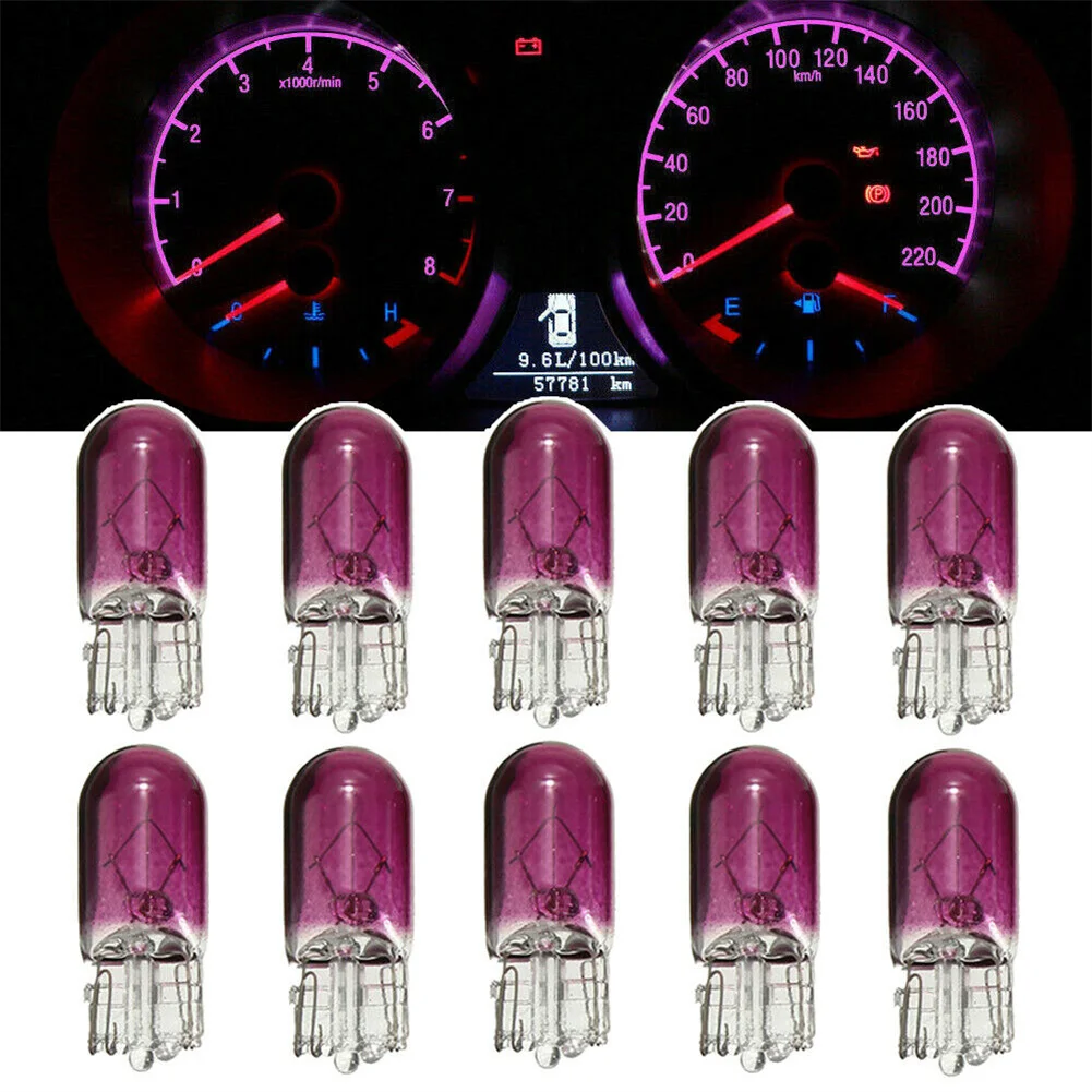10pcs Purple T10 501 5W Wedges Light Car Dashboard Dash Panel Gauge Bulb Car Light Bulbs Accessories
