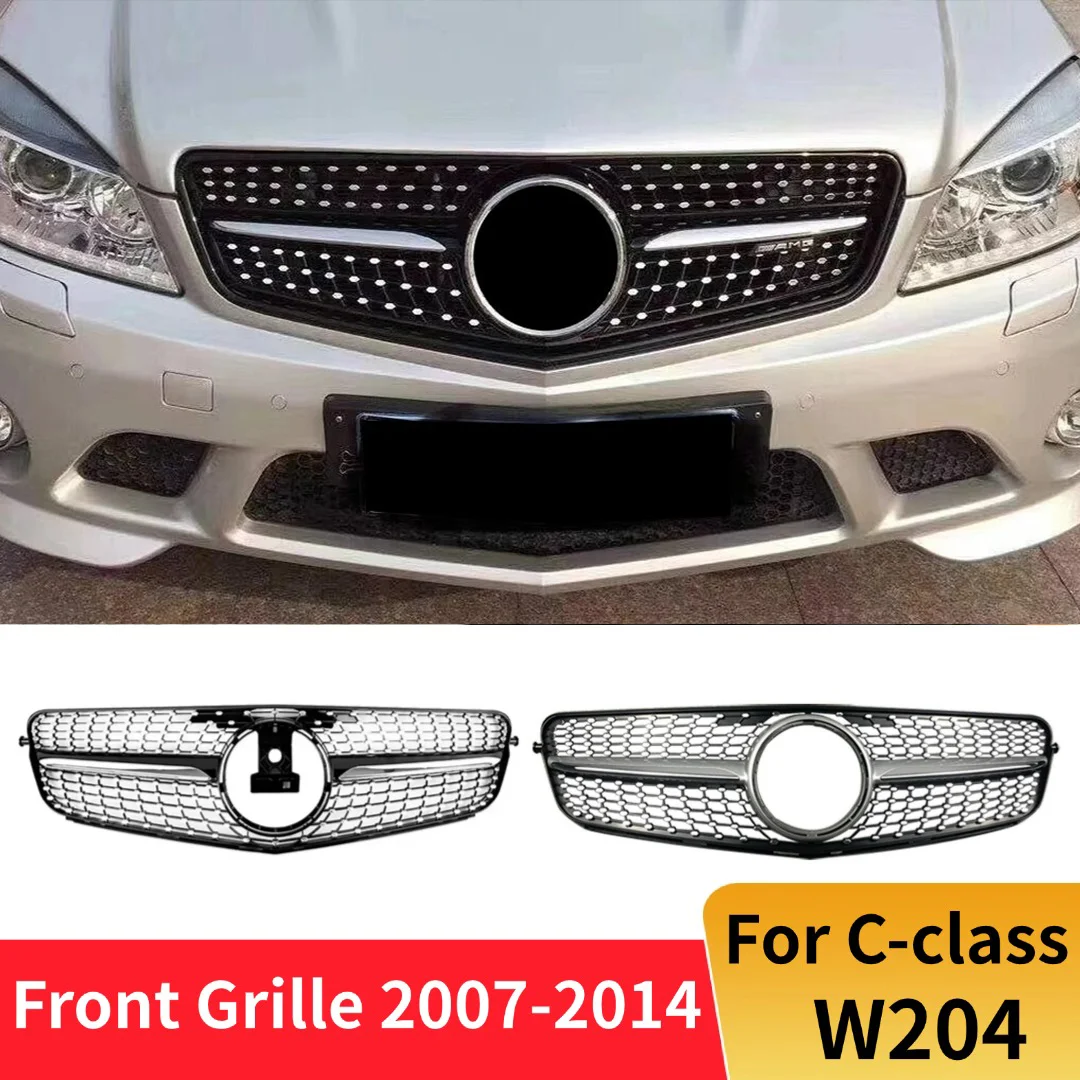 

Front Grille Inlet Grill Hood Mesh For Mercedes Benz C class W204 Coupe C43 2007-2014 AMG Diamond Style Car Styling Accessories