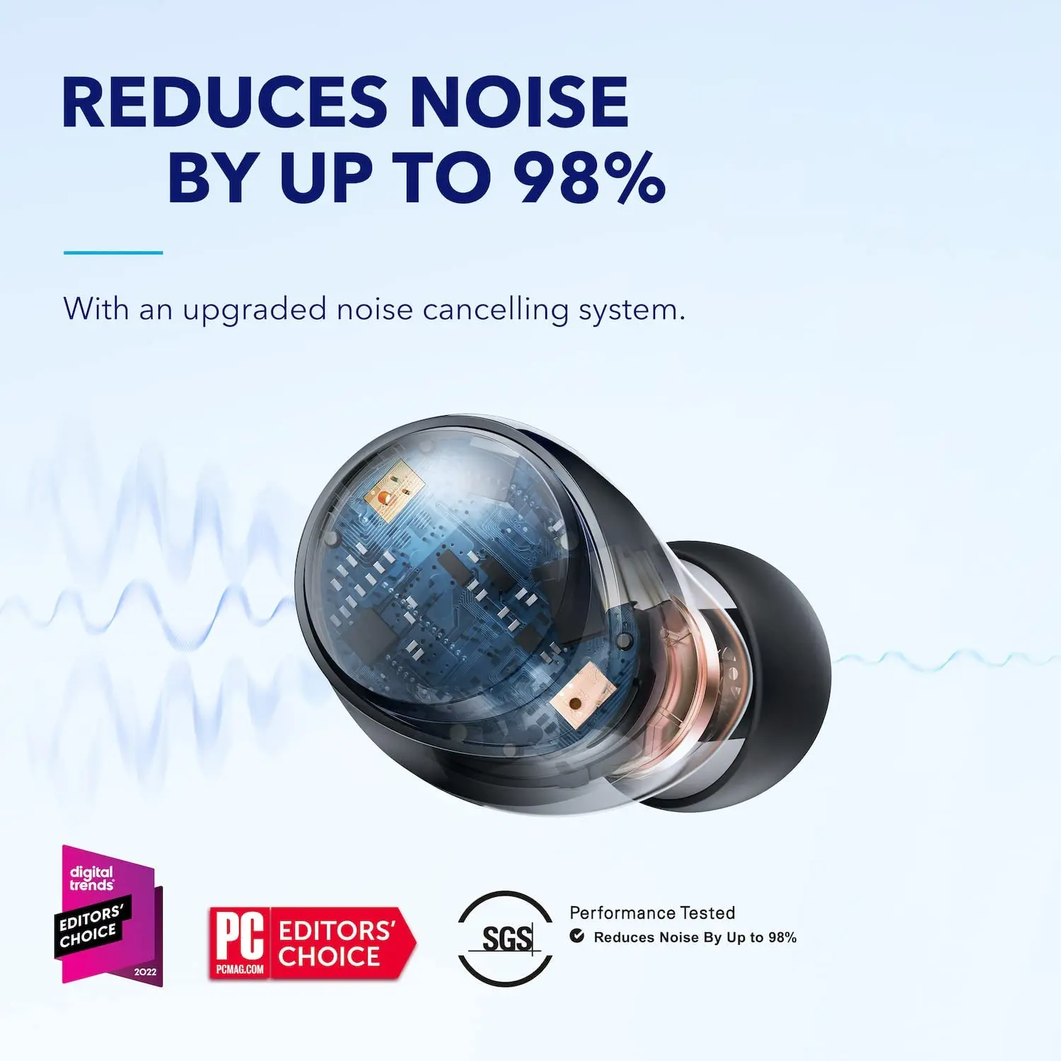 Soundcore by Anker Space A40 Ecouteurs Bluetooth sans Fil Réduction du Bruit Automatique jusqu'à 98%, Ecouteurs sans Fil