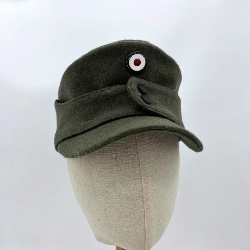 Green Wool German Field Cap Hat Metal Sniper Edelweiss Cap Patrol Hat - Image 2