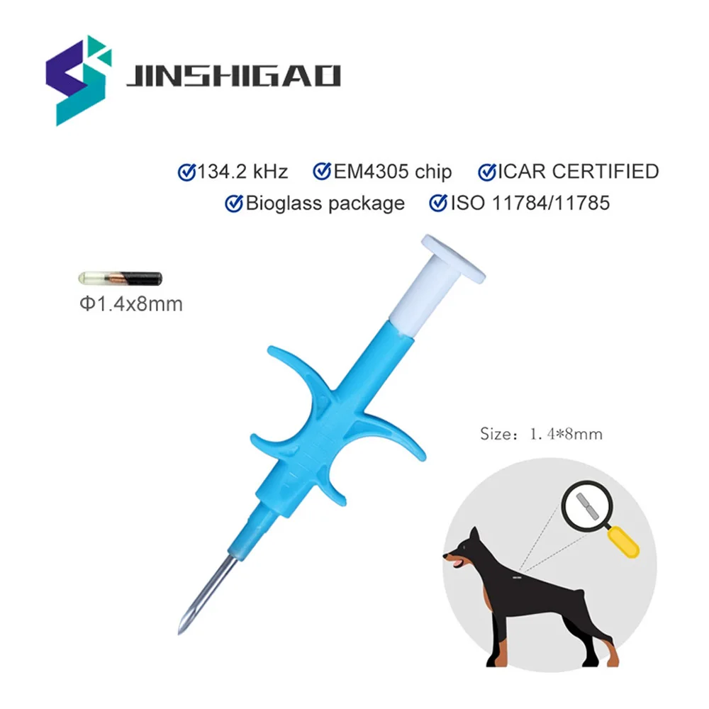 

Pet EM4305 Microchip 2.12*12mm 134.2KHz ISO11784/785 FDX-B Animal ID Chip Animal Microchip Syringe International Standard