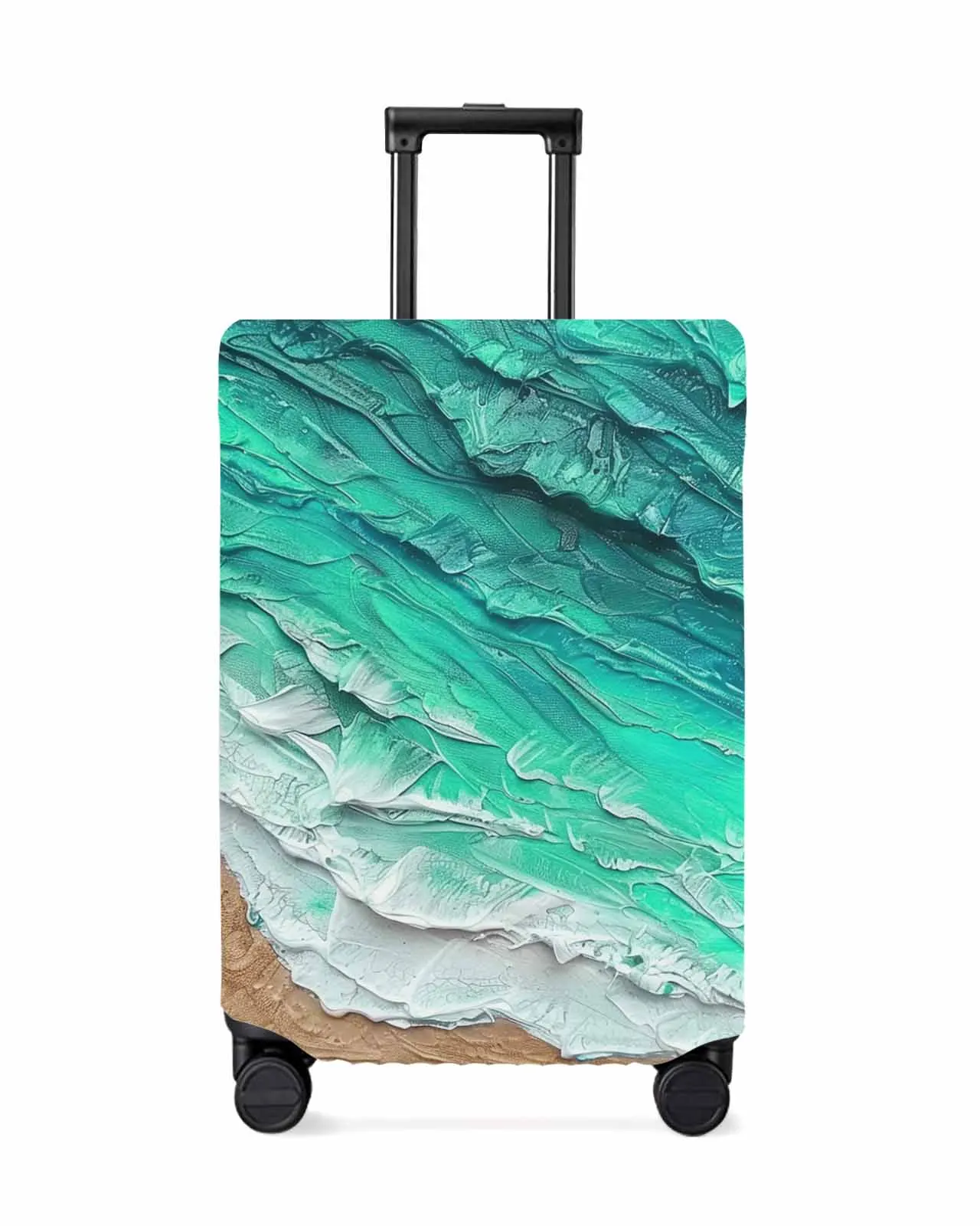 

Ocean Beach Duck Green Gradual Waves Stretch Suitcase Protector Baggage Dust Case Cover For 18-32 Inch Travel