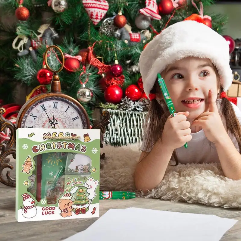 Милые канцелярские принадлежности для детей, рождественские забавные канцелярские принадлежности для студентов, милые детские канцелярские принадлежности, красочные канцелярские принадлежности с сумкой для подарков