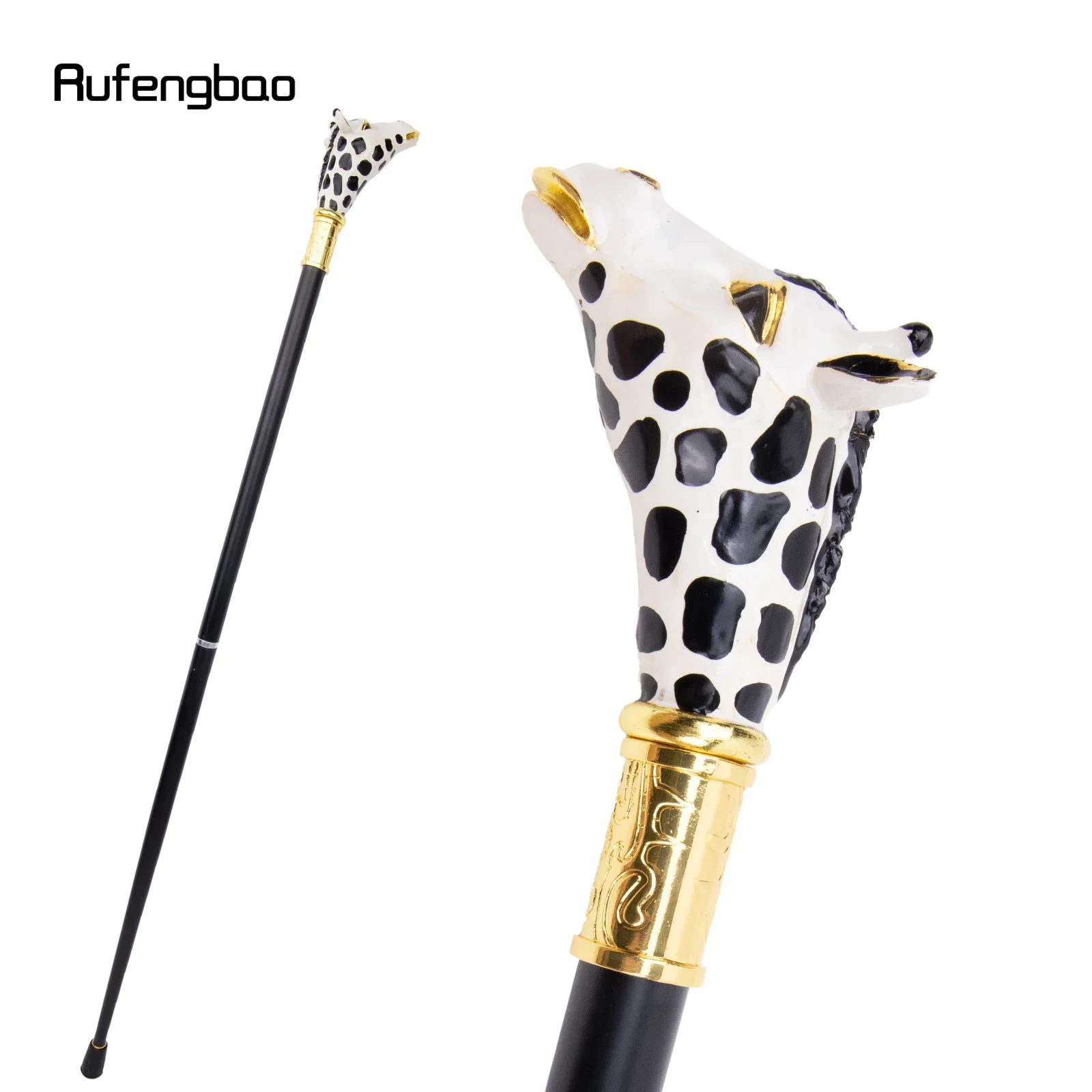 

Ceramic White Black Giraffe Head Metal Fashion Walking Stick Decorative Party Walking Cane Halloween Mace Wand Crosier 95cm