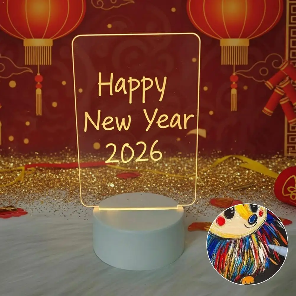 

Transparent Luminous LED Night Lights USB Luminous Acrylic Night Light Erasable Write Message Board Calendar Desktop Ornaments