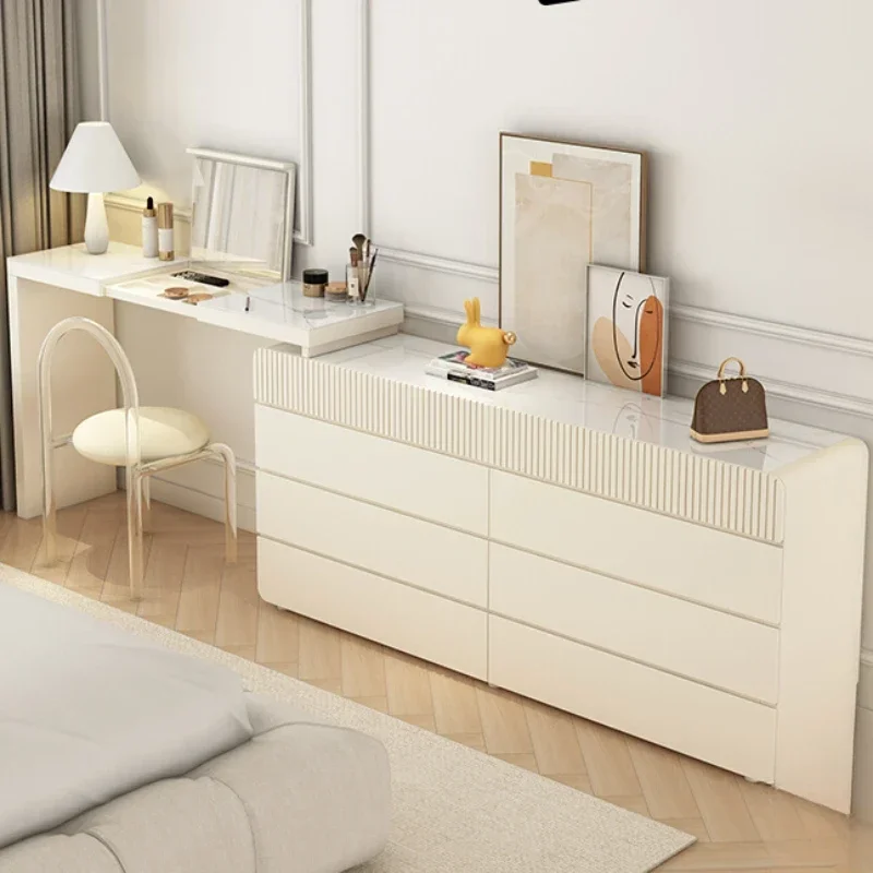 

Cream wind integrated bedroom modern simple bed end storage eight drawers ultra-thin