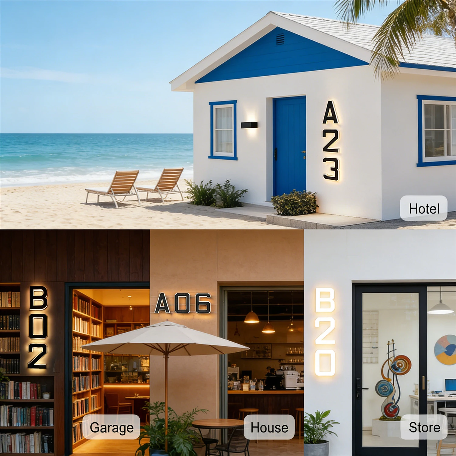Solar House Number Lights House Sign Light Sensor Modern Led Address Sign Solar House Number Sign Led Address Number for Outdoor view 5