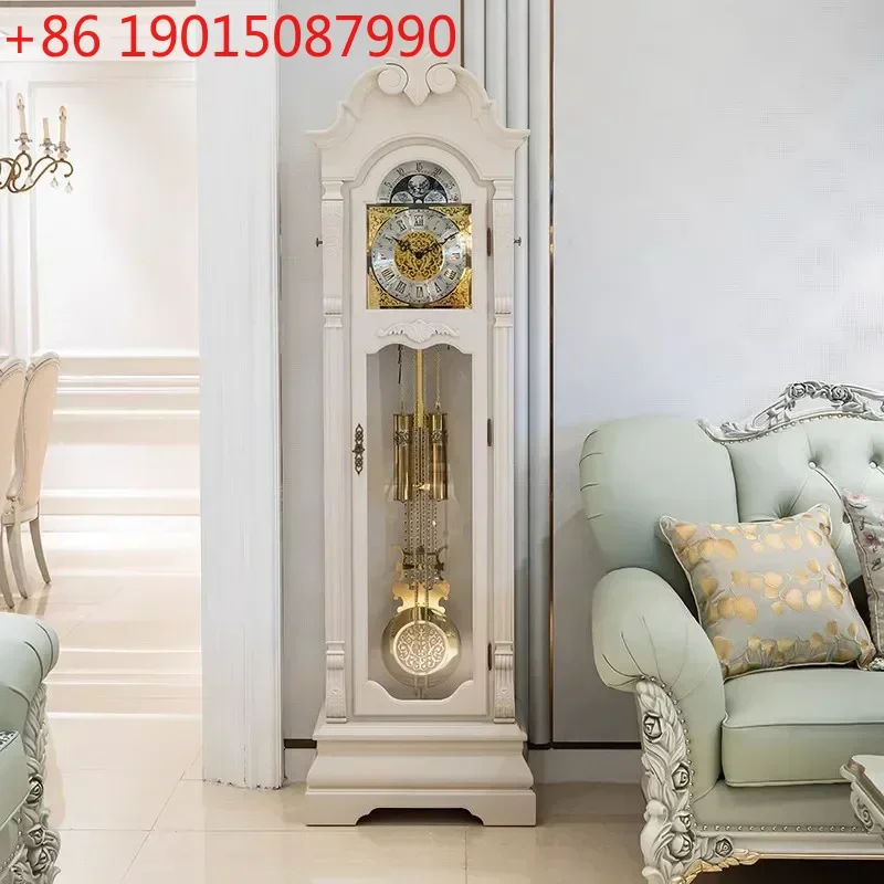 

French Style the Grandfather Clock Living Room European Style Villa Retro Vertical Clock White Large Pendulum
