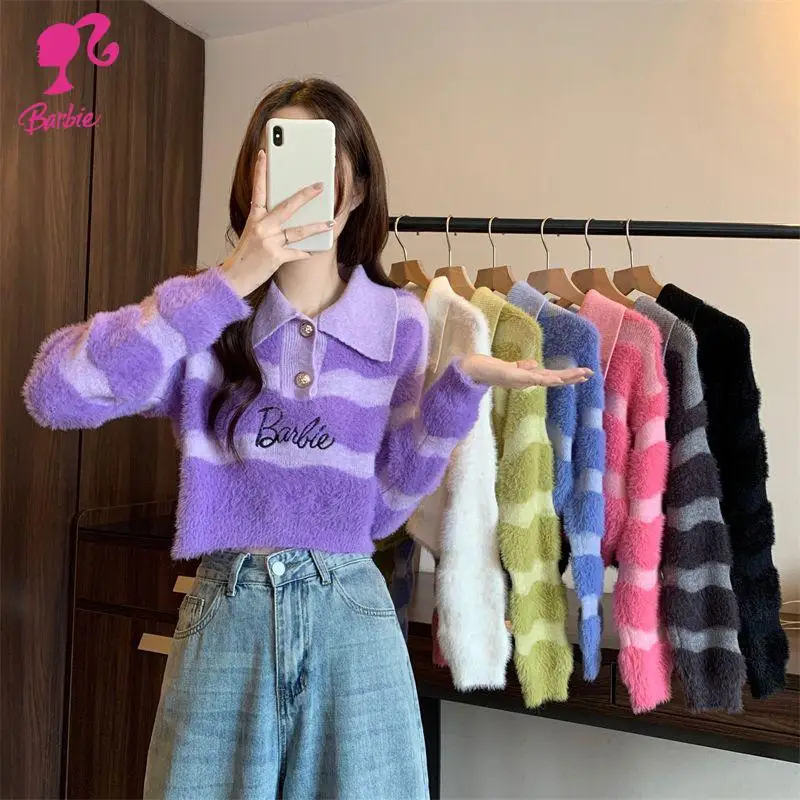 Adult Cartoon Plush Sweater Anime Barbies Series Spring Autumn Short Style Sweet Cool Style Long Sleeves Sweater Girls Gifts