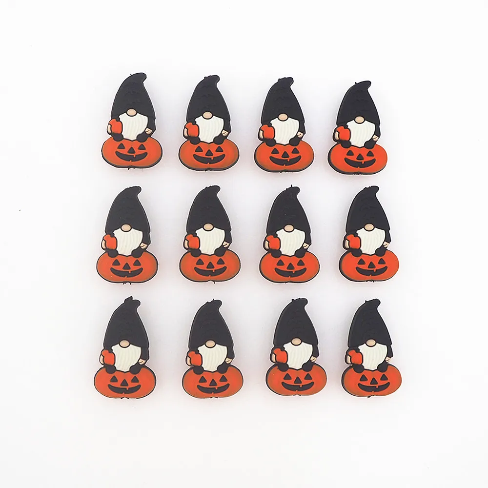 

Chenkai 50pcs Pumpkin Skull Ghost Bat Beads Halloween Silicone Beads Baby Chewable Dummy Necklace Pacifier Toy Gift Accessories