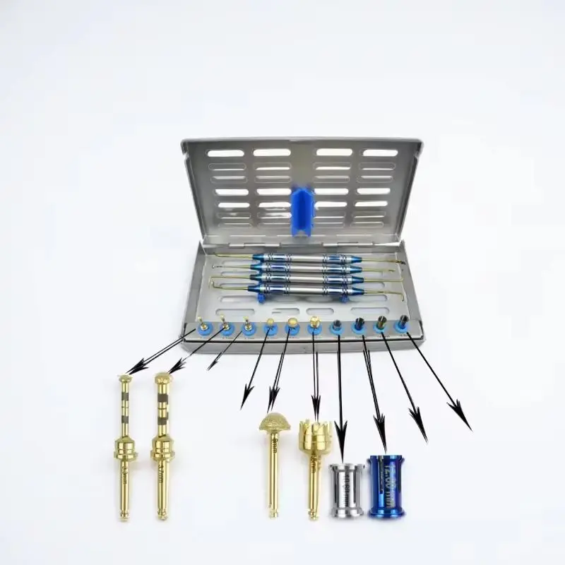 Dental Implant Drill Depth Stopper Kit Sinus Lifting Elevation Surgical Hand Instrument Tools with Storage Case