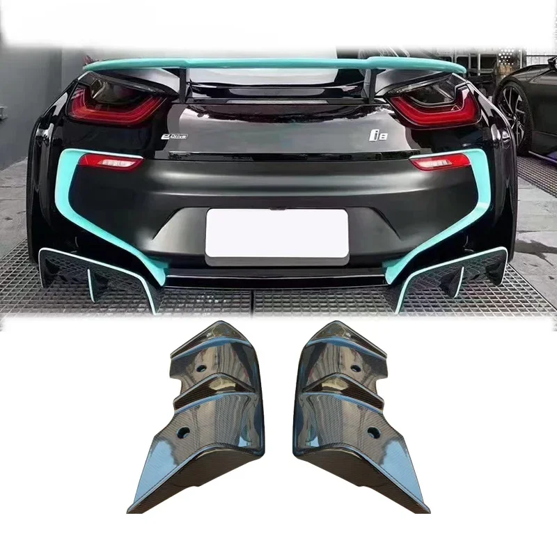 

Factory price 2 Pcs Top Style Carbon Fiber Rear Diffuser For BMW i8 Rear Bumper Lip diffuser 2014-2018