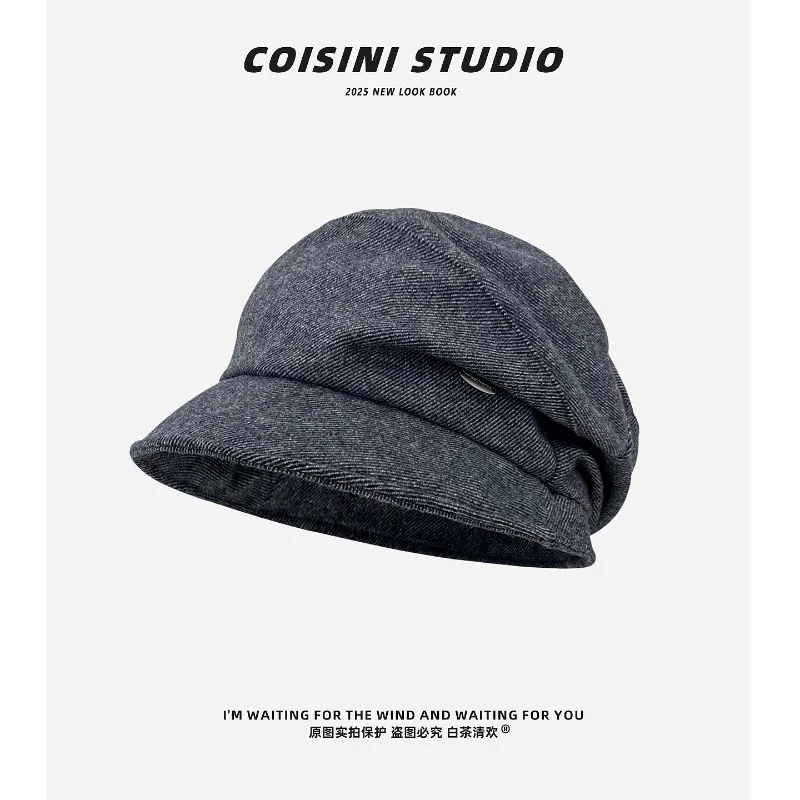 

High Quality Retro Denim Bucket Hats for Women Summer and Autumn Travel Sun Protection Versatile Casual Elegant Newsboy Caps