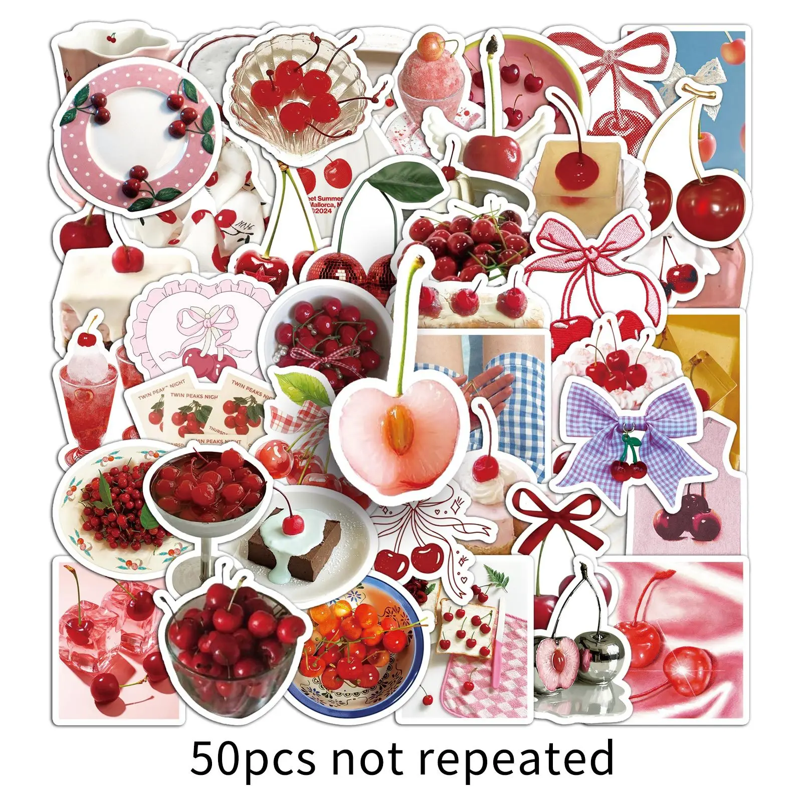 50pcs Cherry Graffiti Stickers Creative Fruit Guca Decor Cup Stickers