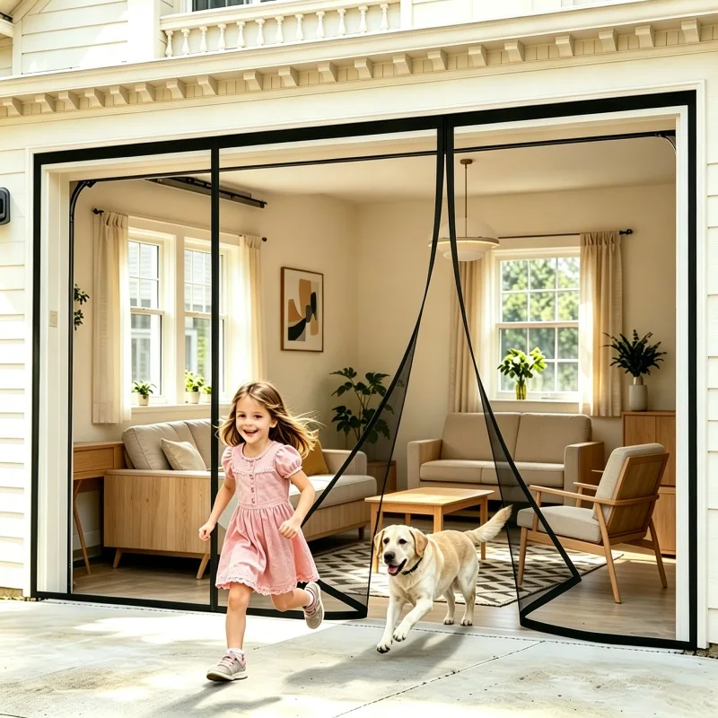 Custom Size Magnetic Mosquito Door Screen,Auto Closing Insect Proof Mesh Curtain for Glass Sliding Doors