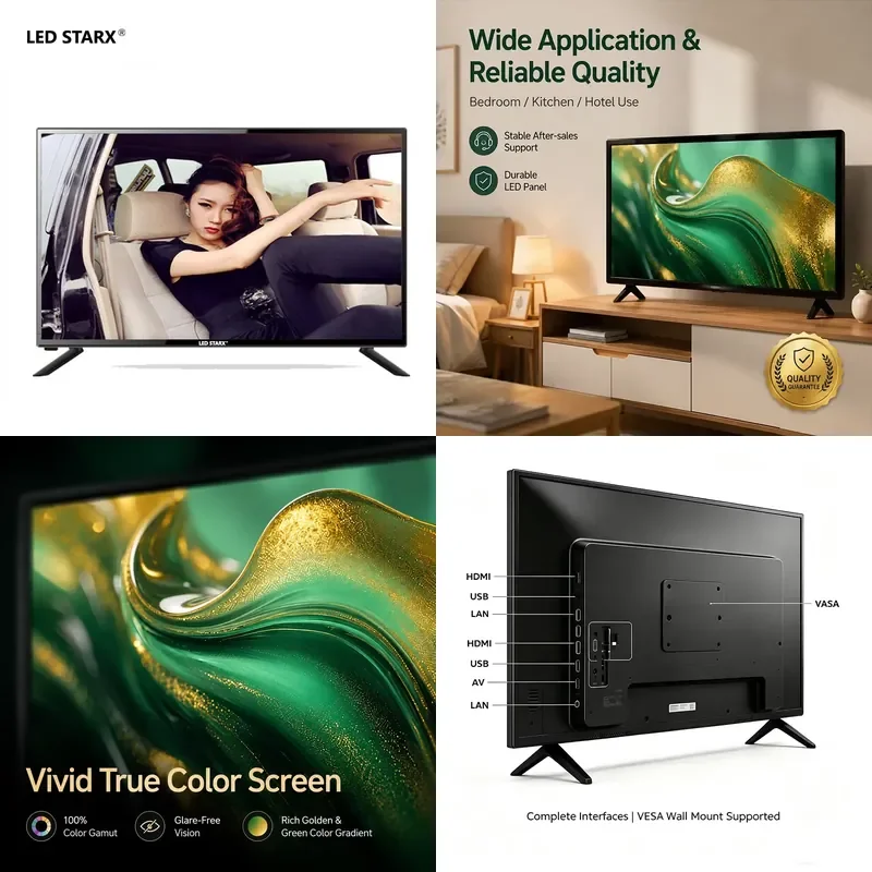 Factory Price Custom Logo OEM Android Smart TV 24 32 40 43 50 55 65 75 85 Inch LED Television with Tempered Glass