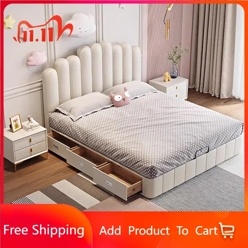 

Italian Style Double Bed Style Modern White Loft Sleeping Luxury Queen Bed Full Size Design Letto Matrimoniale Bedroom Furniture