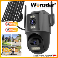 Dual Lens Solar WiFi Camera Outdoor PTZ Security 10X Zoom 24h Record Built in Battery Solar Panel Wireless Cam PIR Alarm iCsee