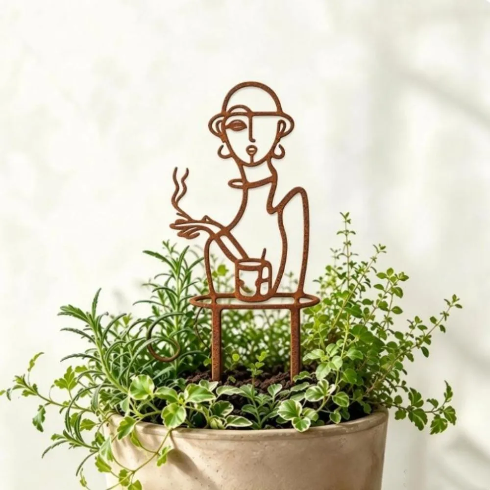 Iron Character Silhouette Plant Stand Hollow Out Strong Load Bearing Plant Fixed Frame Weather Resistance Plant Climbing Trellis