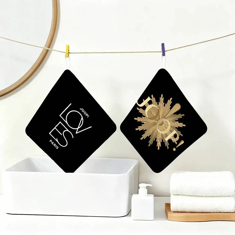 Toalla de cocina colgante con logotipo de moda J-JoopS, tela de poliéster y algodón, toalla absorbente para limpiar las manos para el hogar y el dormitorio