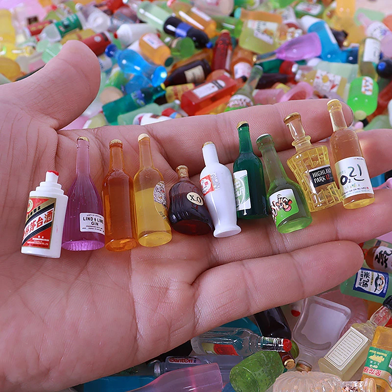 10 pièces maison de poupée Mini Simulation vin boissons bouteille maison de poupée cuisine décoration accessoires semblant jouer jouet pour enfants cadeaux