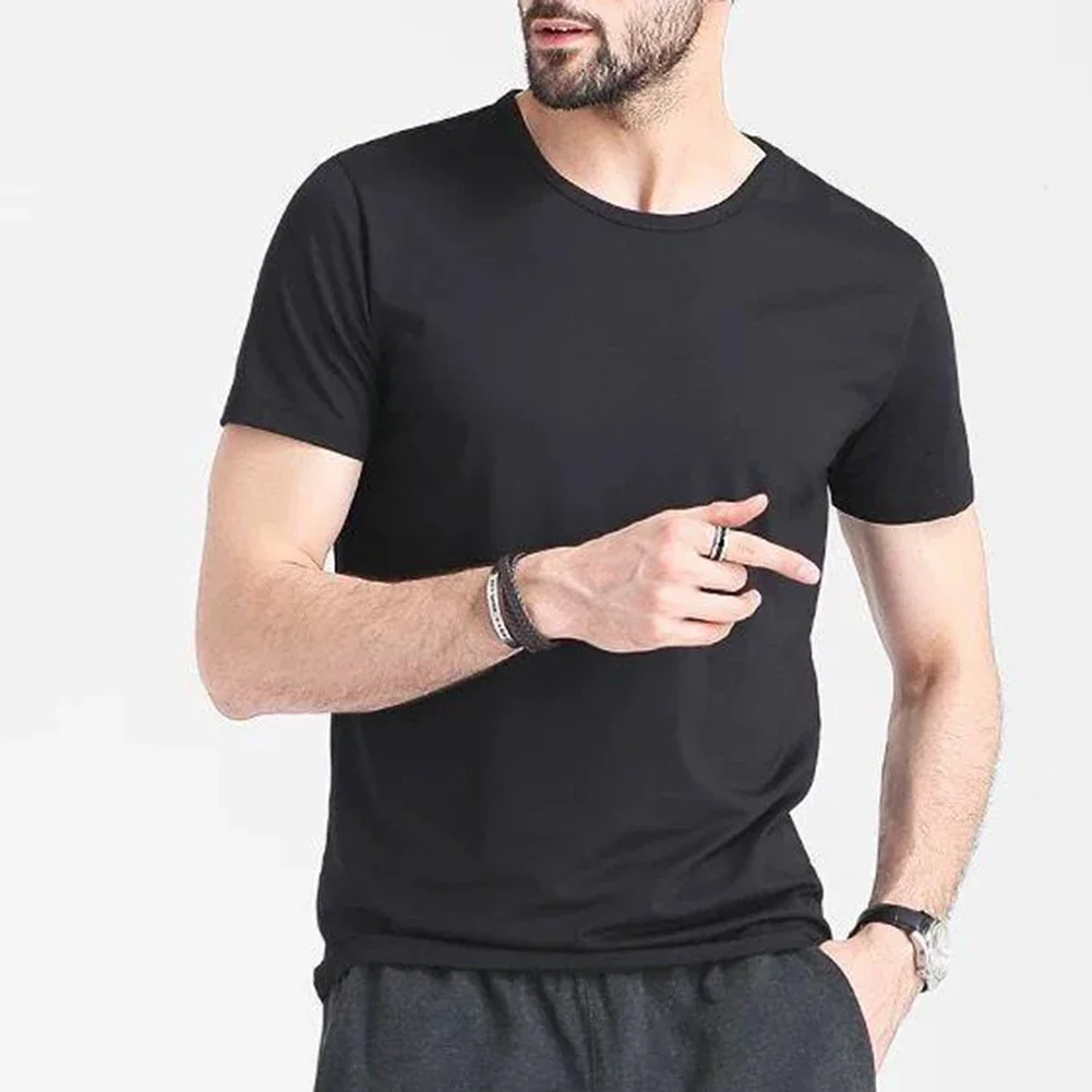 Casual Streetwear T-shirt Men's T-shirt For Summer Fashion Versatile Regular Regular Length Solid Color Vacation