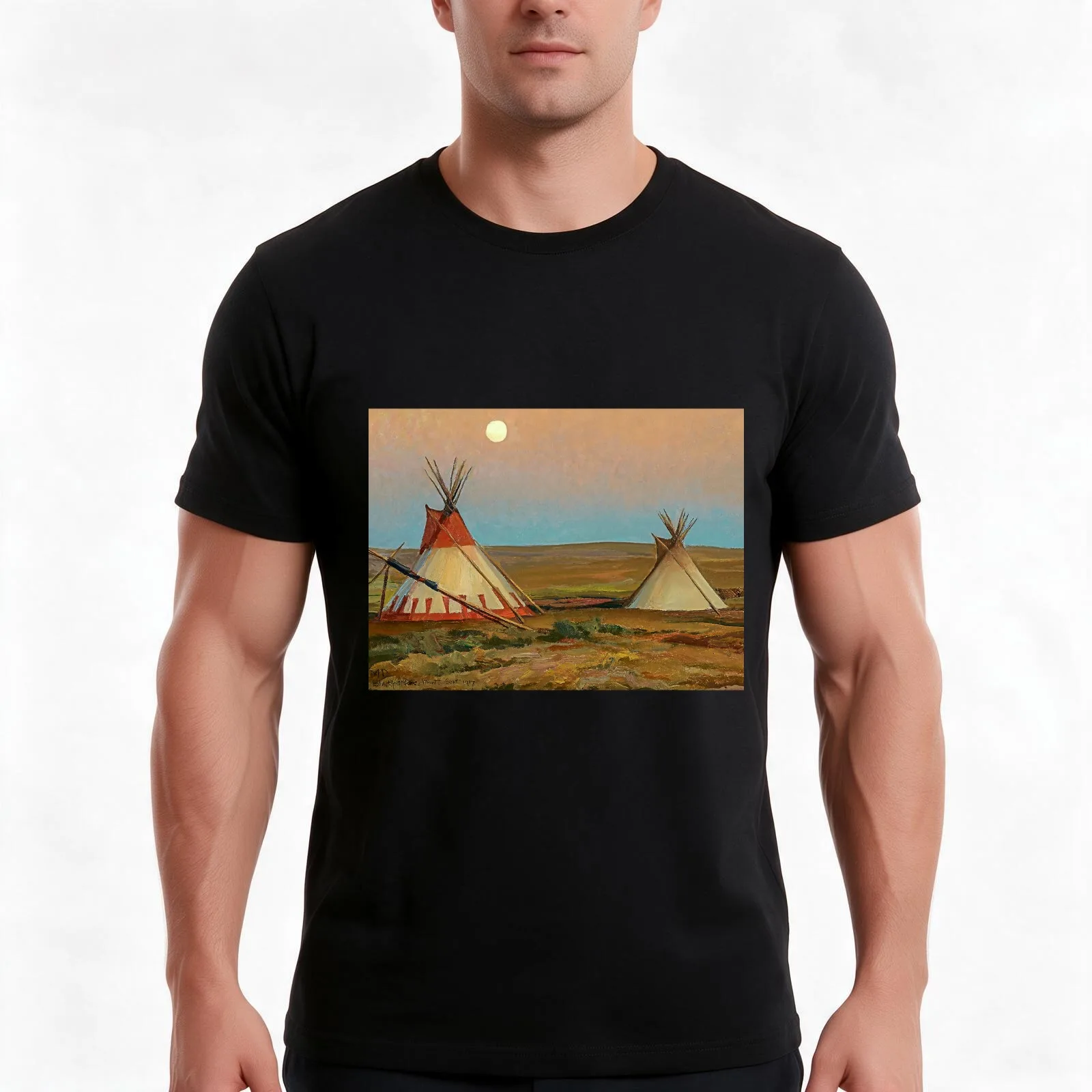 “Evening on the Blackfeet Reservation” by Maynard Dixon T-Shirt, Summer Casual Cotton Tee, Oversized Streetwear Tops