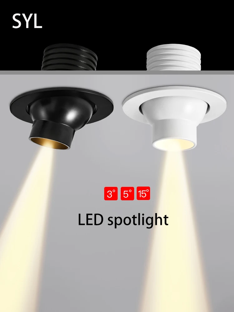 Led Mini Spotlight Small Beam Angle 3 5 15 Degree Spot Light Artistic Atmosphere Recessed Lamp Opening 55 Hole Lighting Fixture