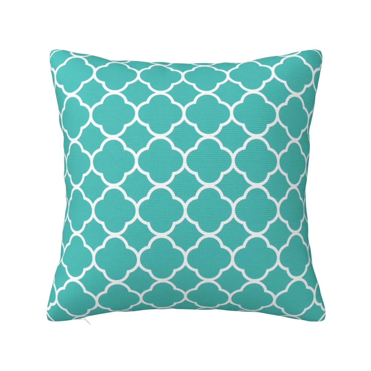 Soft Quatrefoil Pattern Teal Pillowcase Polyester Cushion Cover Decor Throw Pillow Case Cover Home Zippered 45X45cm