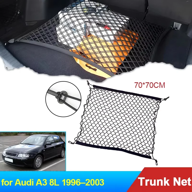 70x70 Auto para Audi A3 8L 1996 1997 1998 1999 2000 2001 2002 2003 accesorios maletero de coche red de carga vehículo de almacenamiento elástico