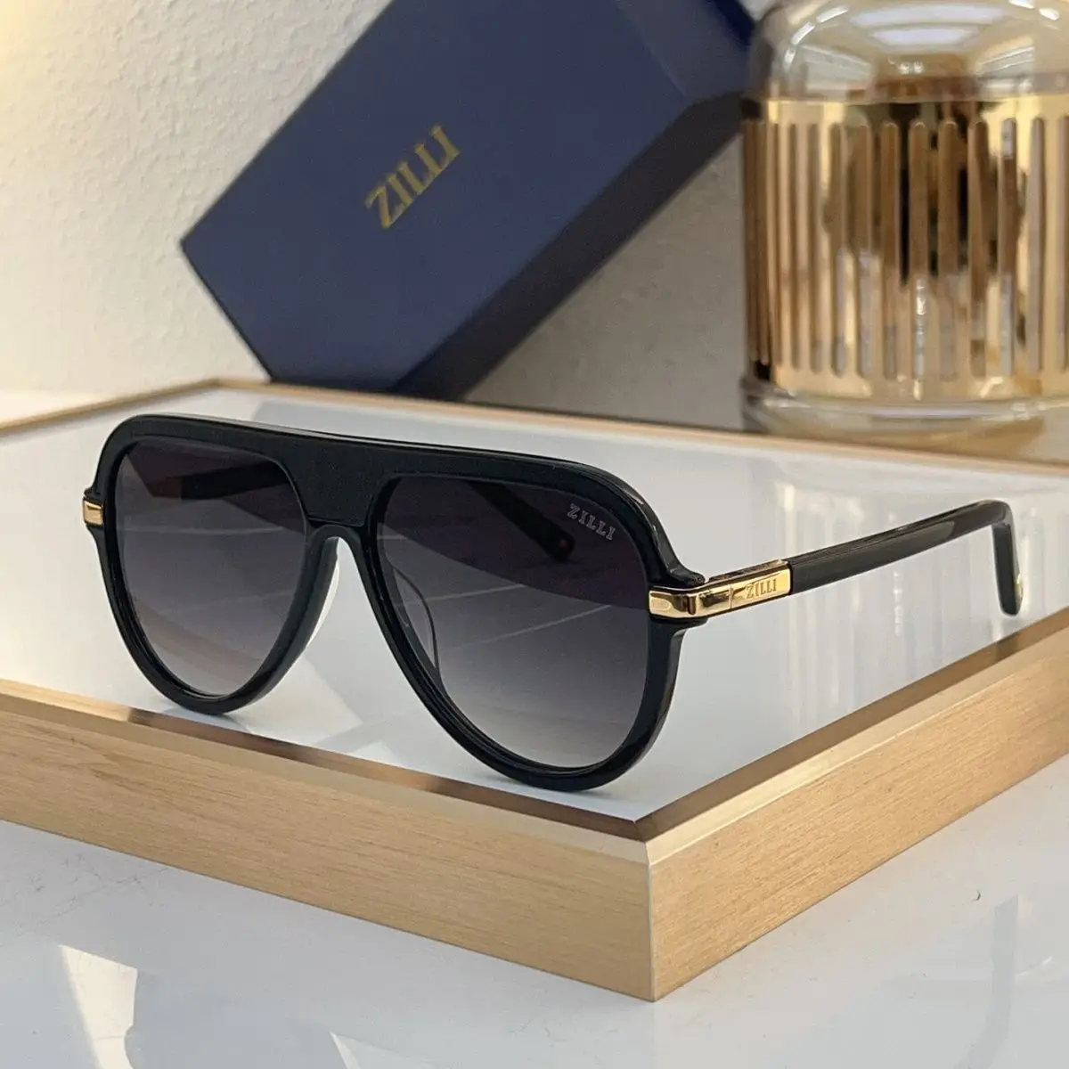 New Vintage ZILLI Sunglasses ZI65066 Metal Large Frame Outdoor Sun Shades