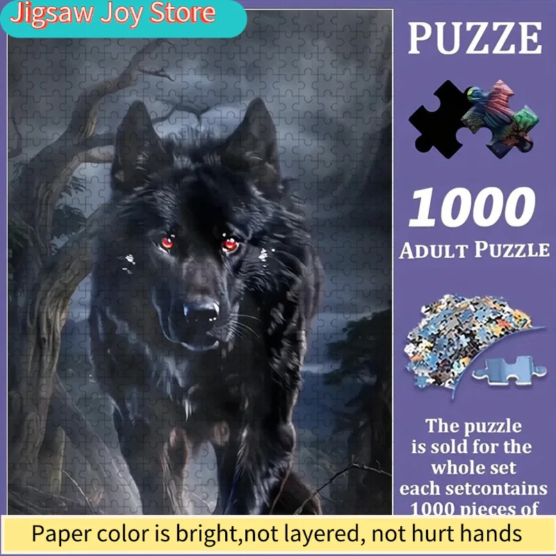 

Colorful Wolf Portrait Jigsaw Puzzle Family Interaction & Fun Gift, Vibrant Abstract Design, Animal Pattern Challenging & Ent