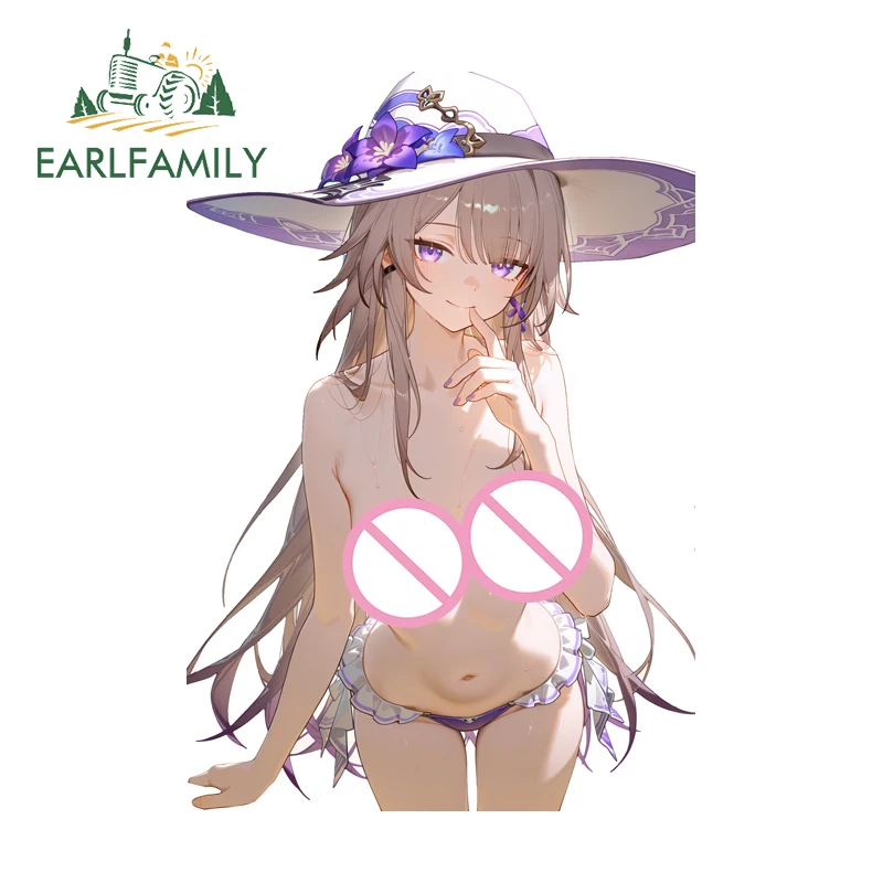 

EARLFAMILY Herta Waifu Chest Naked Car Sticker Personality SUV Decals Occlusion Scratch Suitable for Auto Car Accessories