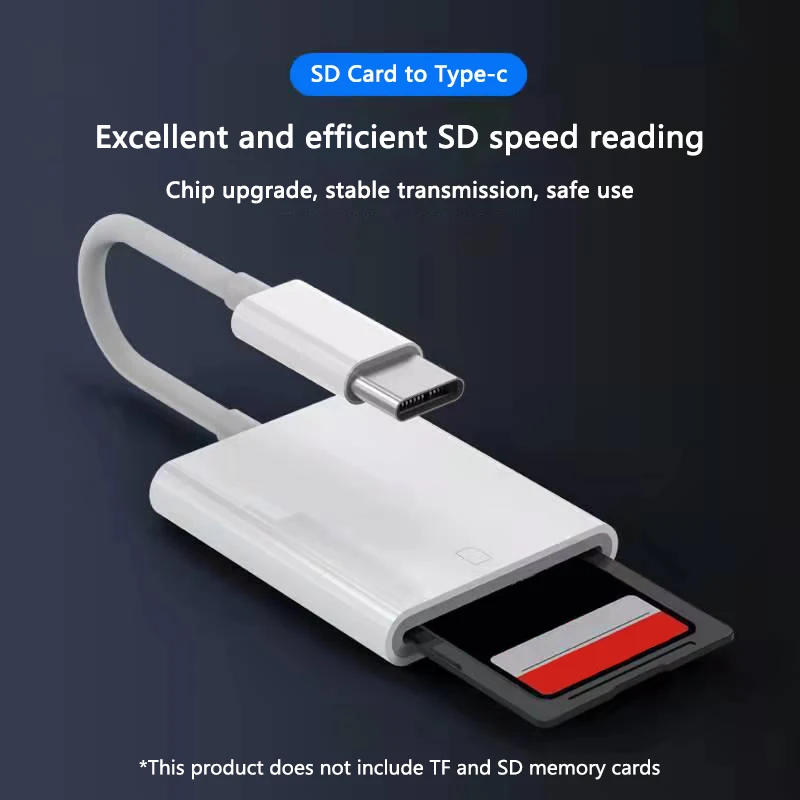 SD Card Reader for iPhone 15/iPad/Mac, Type C to SD TF Dual Card Slot Memory Portable Card Reader, Type C Plug and Play-2 Slots