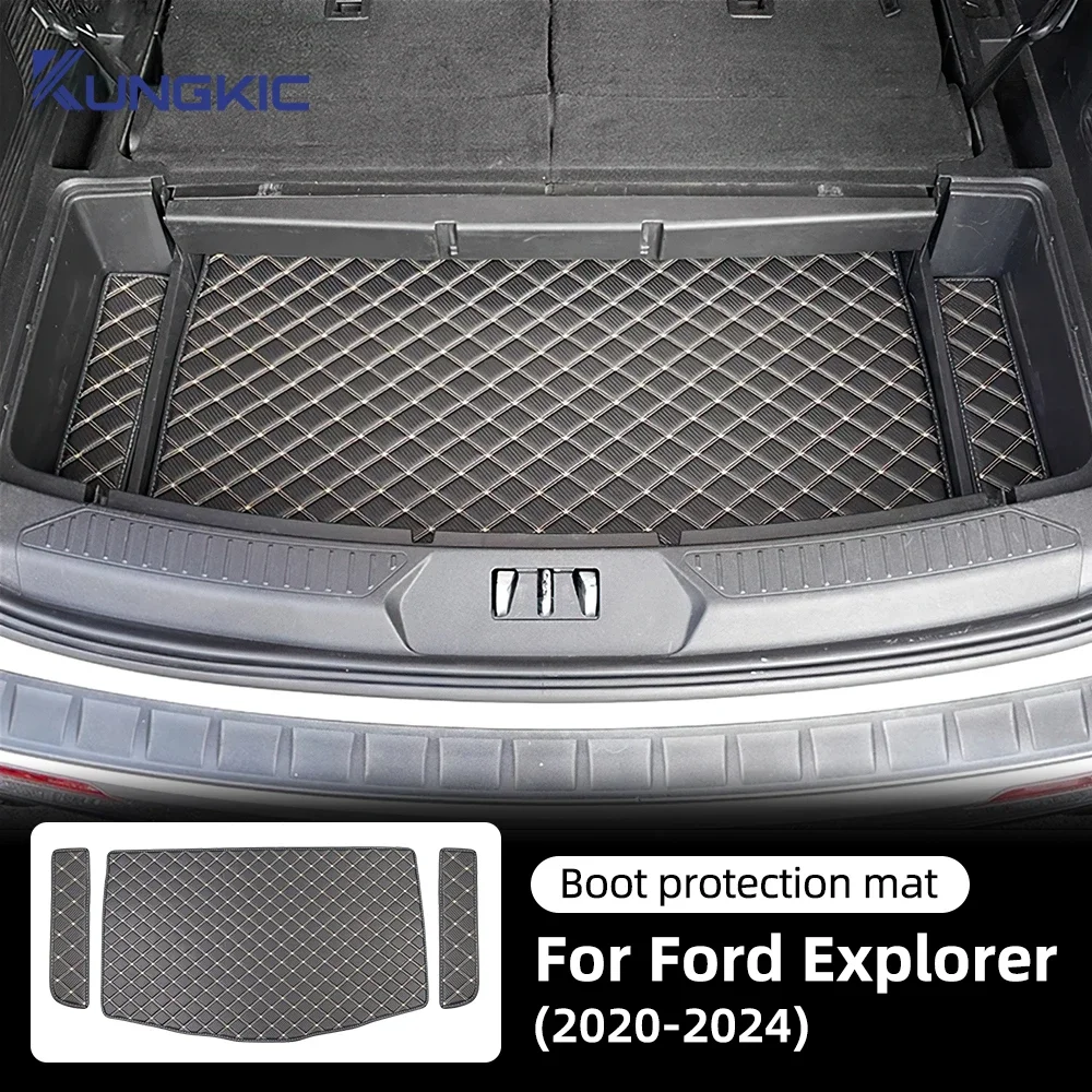 Trunk lower level Rear Trunk Pad Artificial Leather For Ford Explorer 2020 2021 2022 2023 2024 Car Trunk Mat Accessories