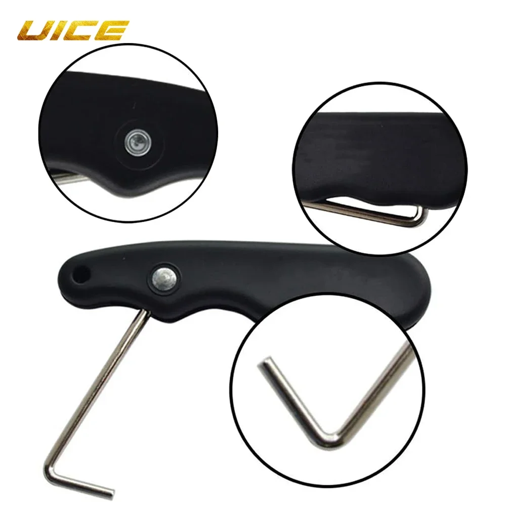 With Extended Hook Folding Portable Black Durable Practical Ice Hockey Skate Lace Tightener Ergonomic For Figure Roller Sports