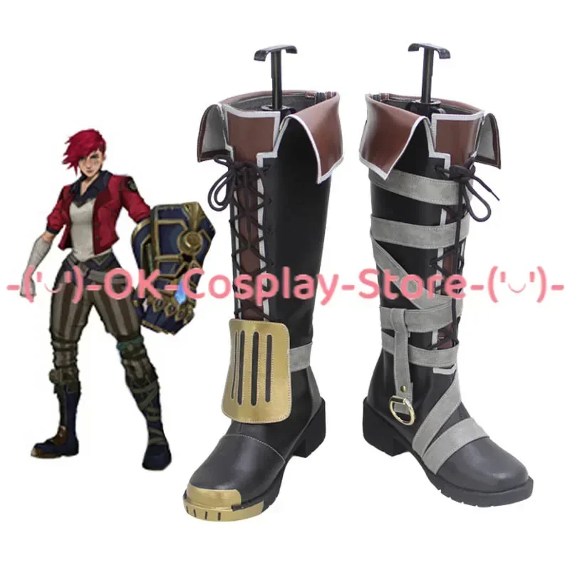 [Customized Size] L.O.L Vi Cosplay Shoes Game Roleplay Costume Prop Halloween Carnival Party Boots PU Leather
