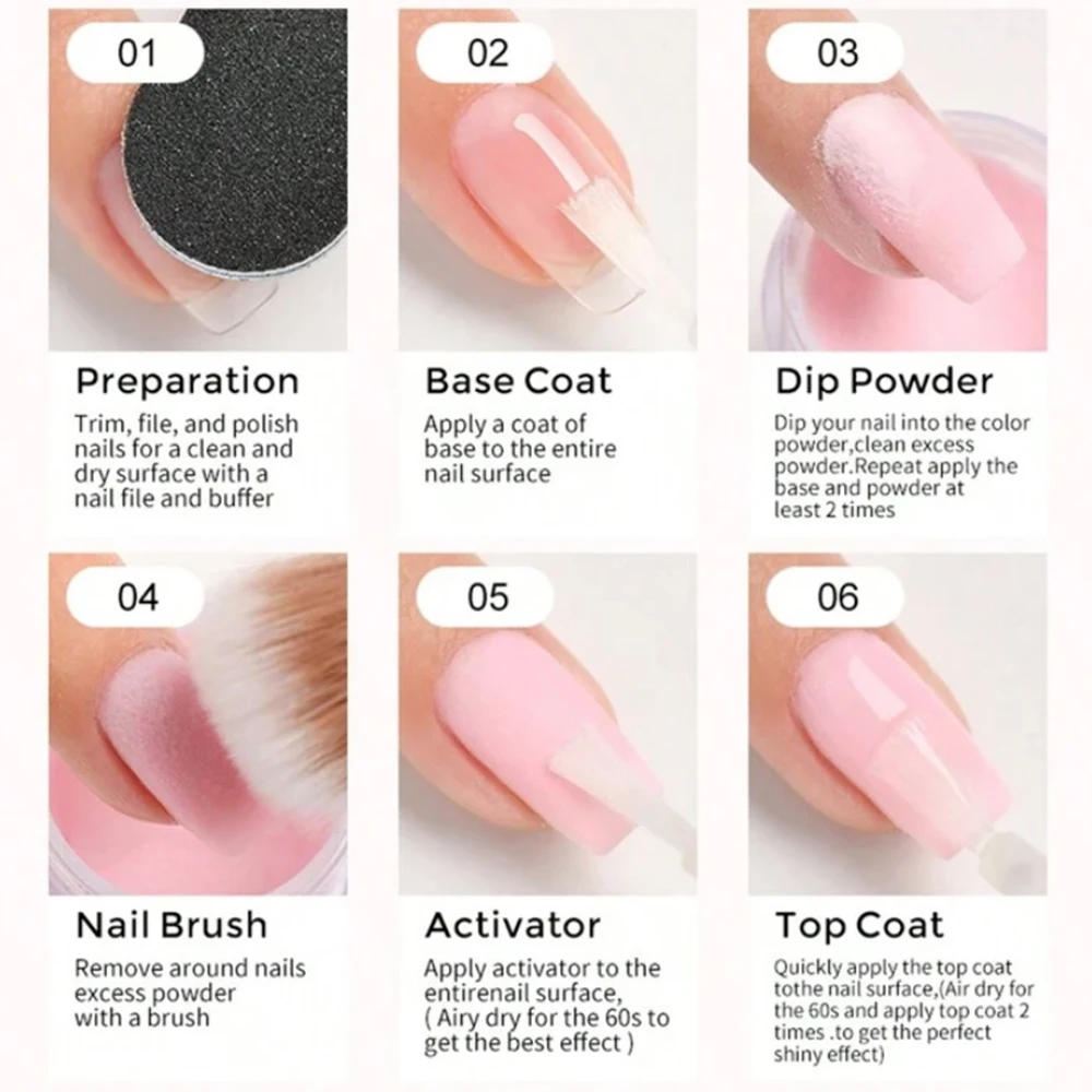 6colors/set 3in1 Nude Pink Nail Extension Powder Professional Acrylic Liquid Powder For Nail Polymer Long-Lasting Nail Powder