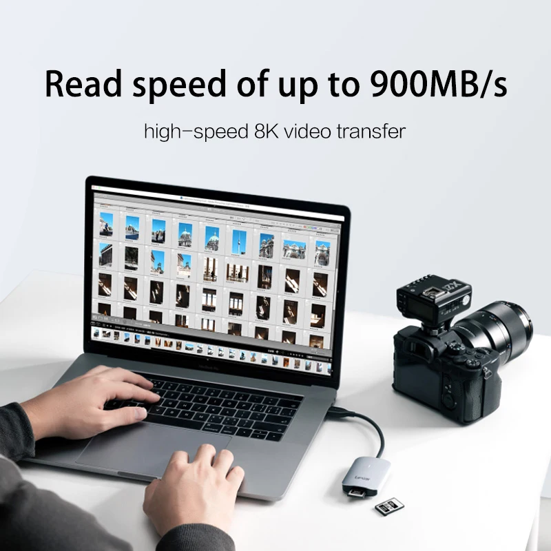 قارئ بطاقات Lexar USB 3.2 CFexpress من النوع A RW515 مع كابل USB-C ومحول USB-C إلى USB-A بسرعات نقل تصل إلى 900 ميجابايت/ثانية