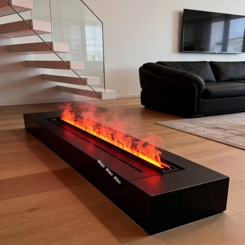 Recessed Electric Fireplace with Realistic Atomized Flame Touch Control 7 Color LED Timer Built-in Wall Mount Water