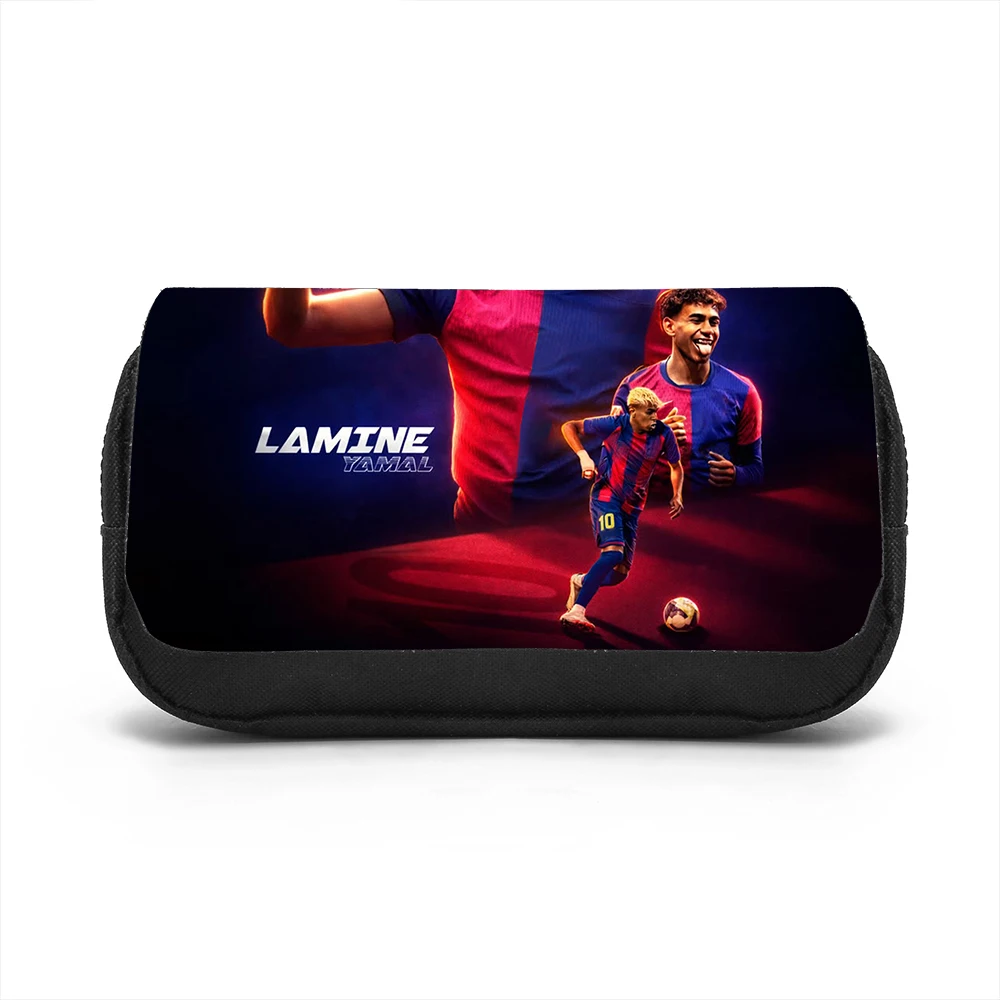 Learn, Travel Large Capacity Stationery Organizer Bag L-Lamin Yamal Double layered Pencil Case Football Star Students Pen Bag