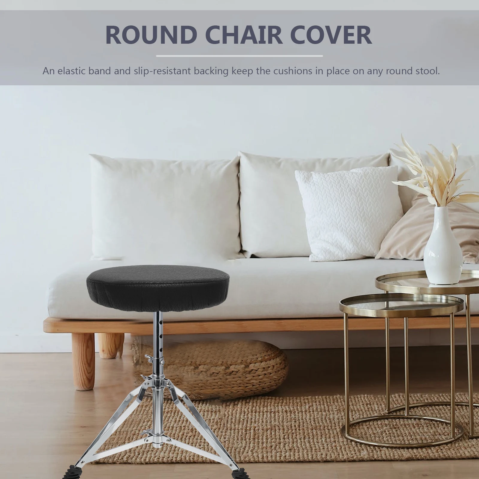 

Cushions Round Stool Cover Chair Circular for Padded Elastic Band Seat Black Pads Office
