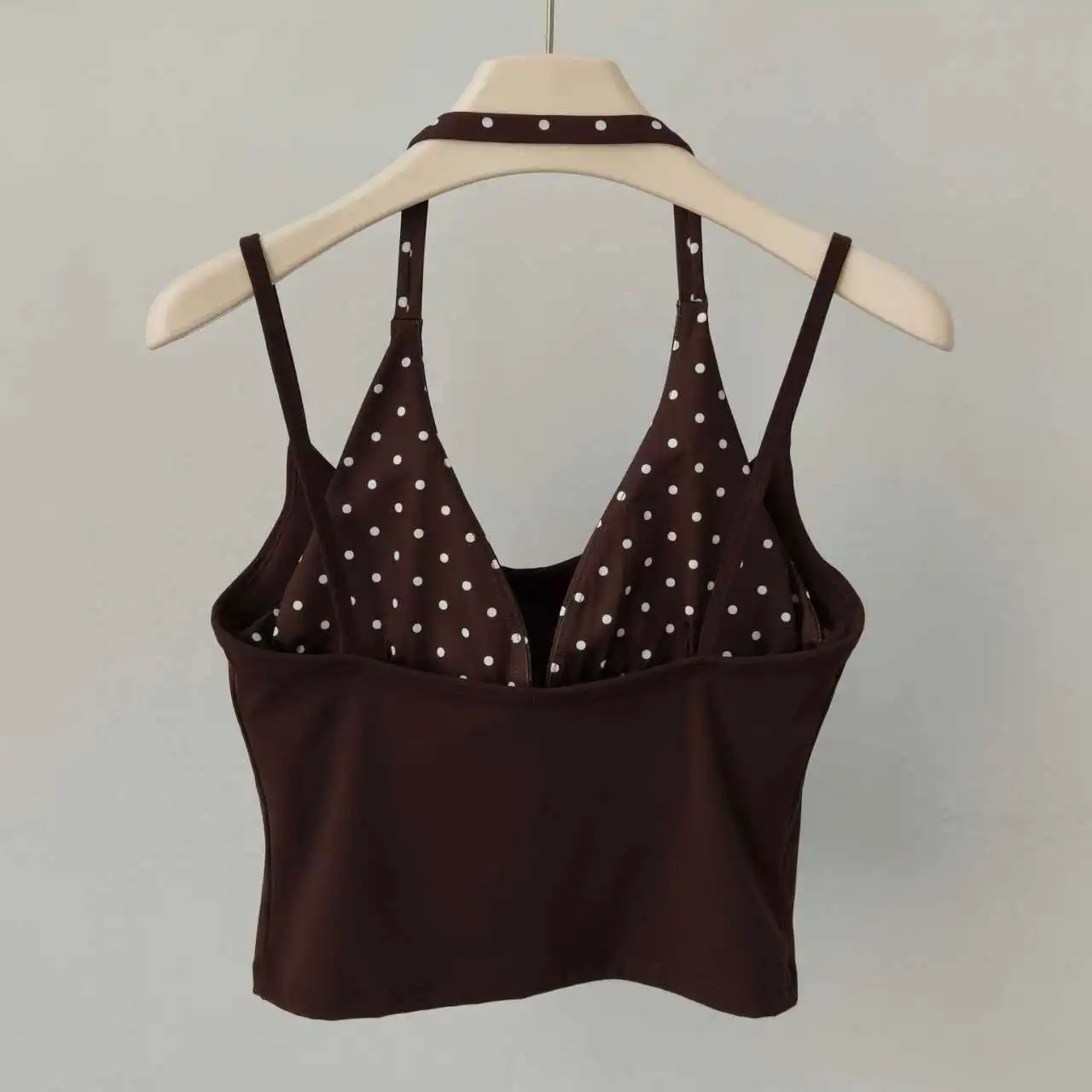 Yoga-Top für Damen, Neckholder, Fake-Two-Piece, Push-up, stoßdämpfend, Trainingsunterwäsche, Pilates, Laufen, Fitnessbekleidung, BH-Oberteil – Detail 3