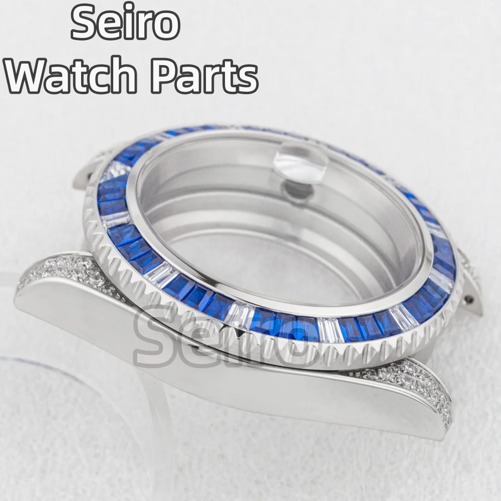 الفرعية GMT ساعة حافظة NH35 الماس 40 مللي متر الفولاذ المقاوم للصدأ الياقوت الزجاج صالح NH34 NH36 حركة 100 متر مقاوم للماء اكسسوارات #6