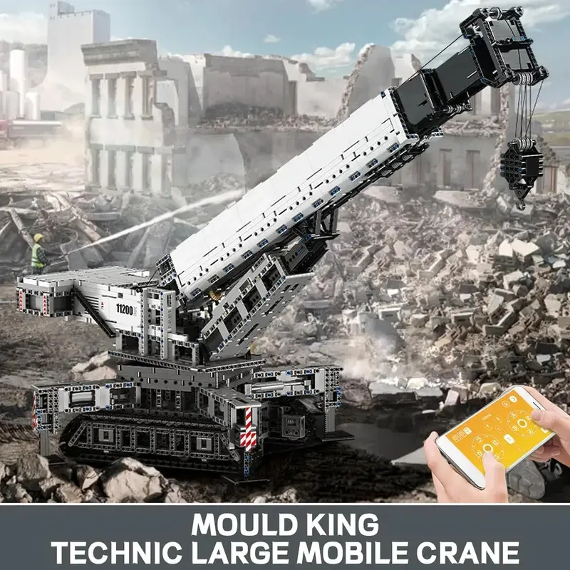 MOLD KING 17002 Giocattoli Tecnici Per Auto Il MOC-10123 RC Gru Motorizzata Liebher LTR 11200 Modello di Camion Building Blocks Regali Per Bambini