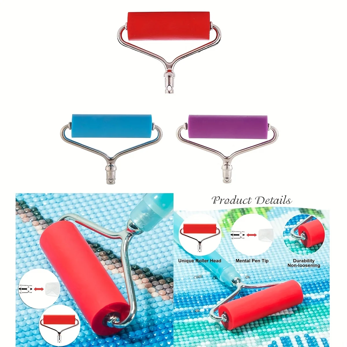 Têtes de stylo à rouleau en métal pour stylo de perçage, outil de peinture diamant 5D, pointe en acier inoxydable, accessoire de broderie diamant et mosaïque, 1 pièce